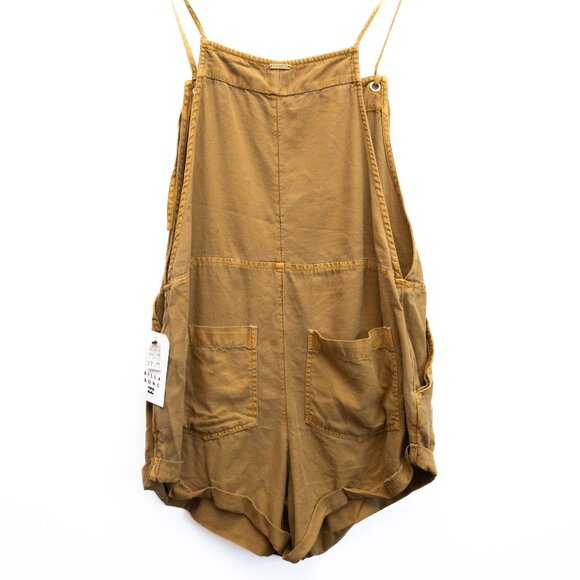 Billabong Women's Short Overalls Romper in Mustard Yellow NWT - Picture 8 of 8